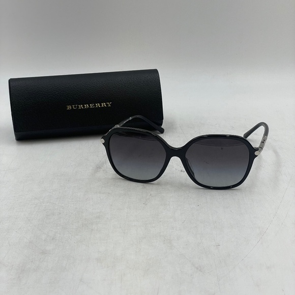 BURBERRY Black Square Acetate with Lattice Temple Sunglasses